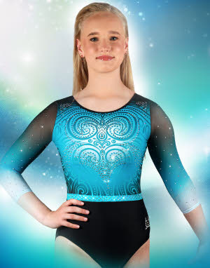 blauwe mystic garden gymnastics leotards fairysports turnpakjes gymnastiek turnanzuge groen blauw petrol turnen