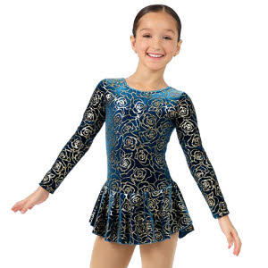 petrol_blauwe_schaatspakjes_van_velours_met_gouden_glitter_bloemen
